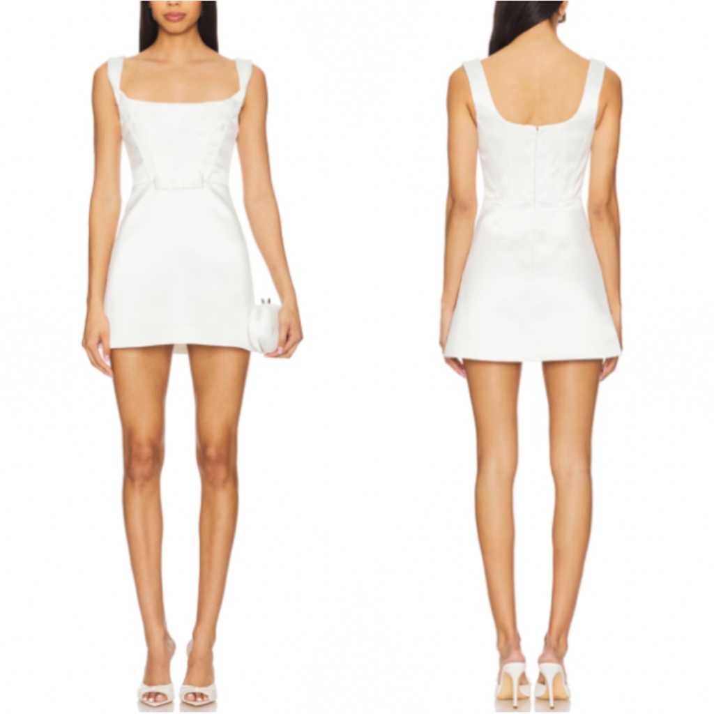 Majorelle X Revolve Giselle Mini Dress Ivory White Classic Satin Party